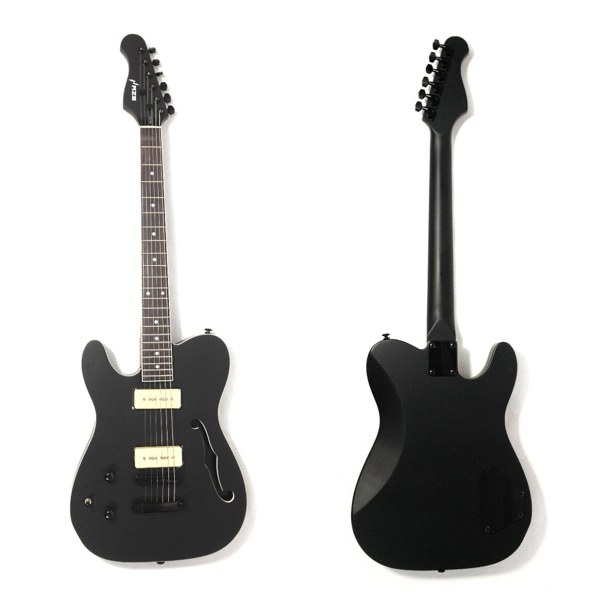 Haze Left-Handed Semi-Hollow Body Electric Guitar,All-Matt-Black+Gig Bag.501LHBK