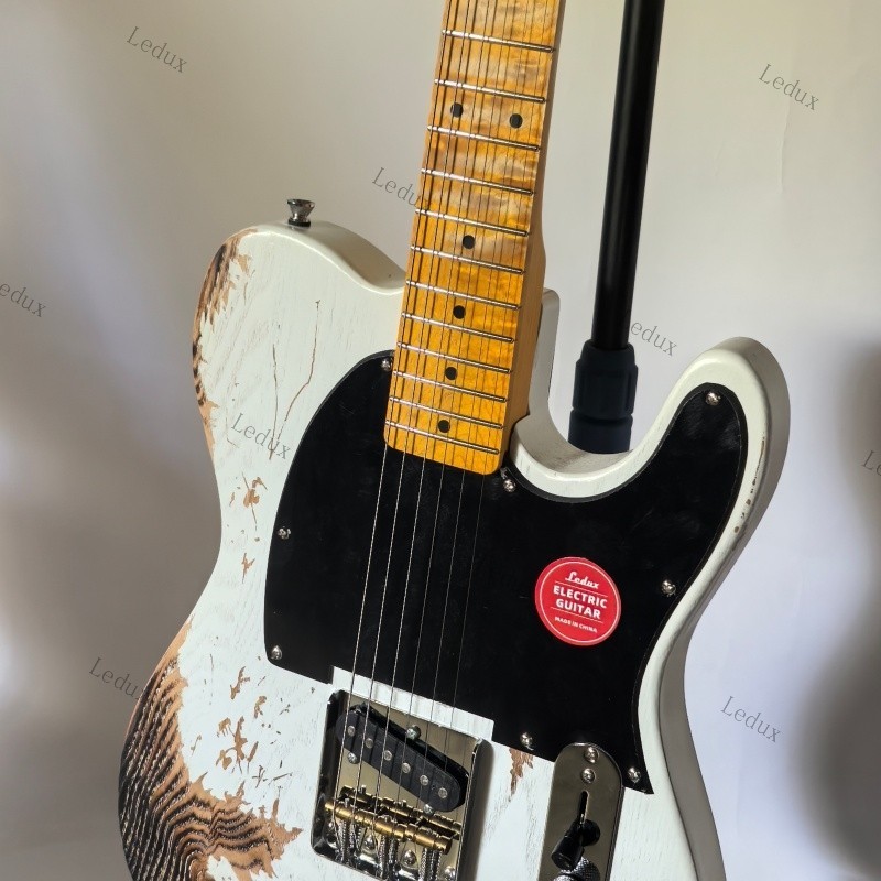 no logo Vintage Aged Electric Guitar Rounded fret Edge stainless Fret