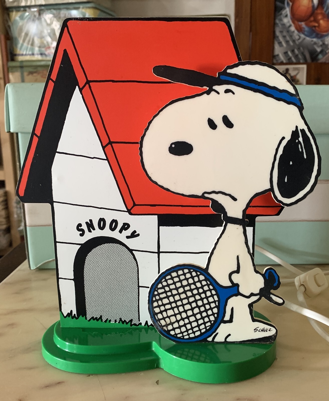 VINTAGE ORIGINAL plastic lamp ABAT JOUR SNOOPY schulz NUOVA LINEA ZERO ITALY