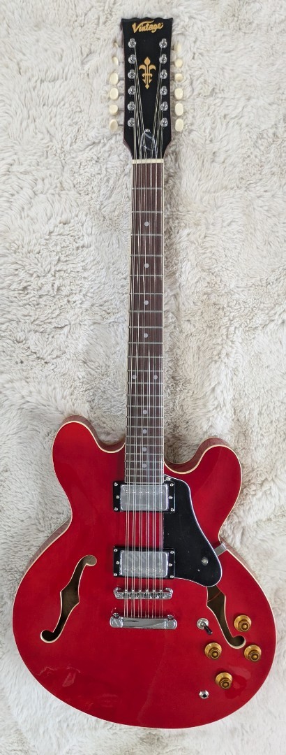 Vintage VSA500 ReIssued 12 String Electric Guitar ~ Cherry Red – B-Stock