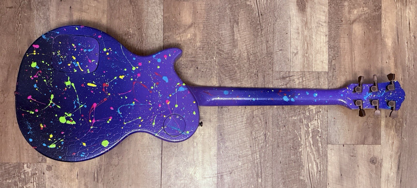 Custom Hand-painted LP Style Guitar – Blue/Purple Splatter Finish