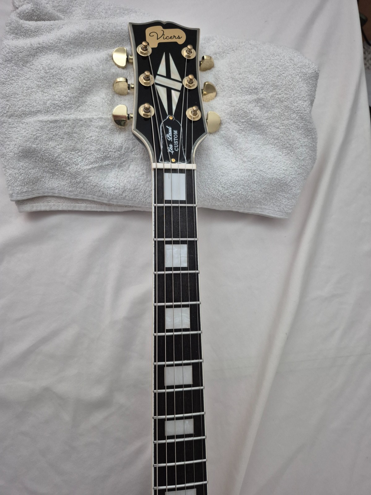 Vicers L/P Black Beauty Guitar Upgraded ProBuckers Coil Split Pots Orange Drops