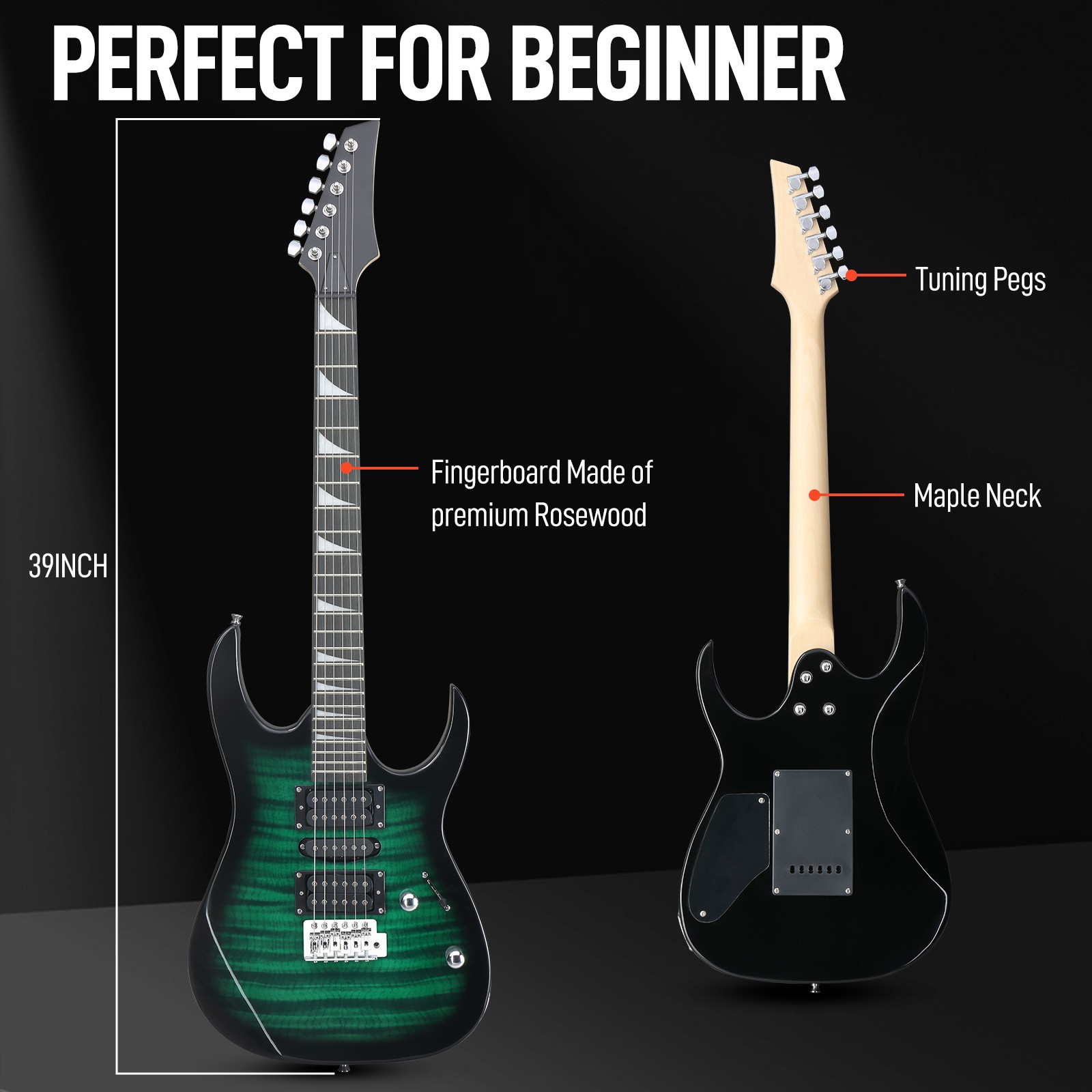 Ktaxon 170 Model 39in Electric Guitar 6 String for Beginner With 5W AMP