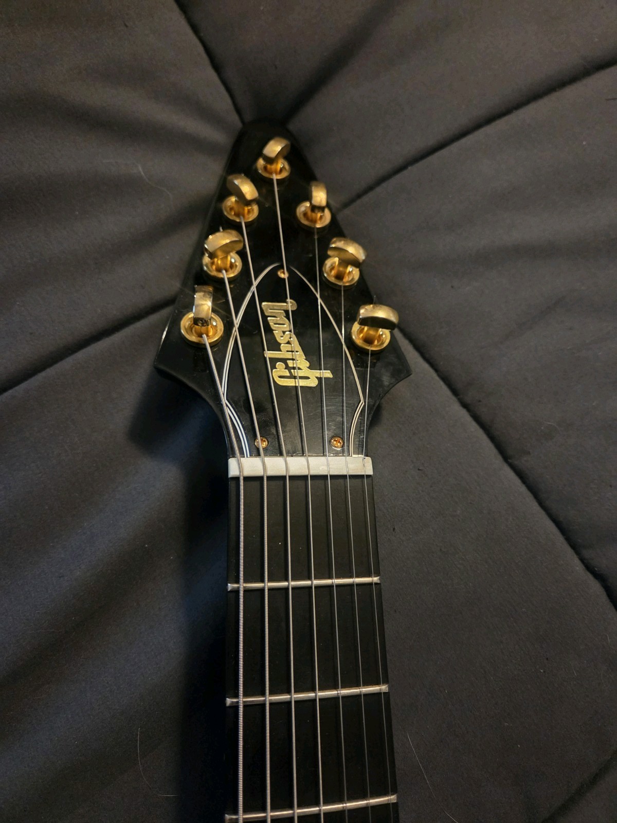 Gibson Flying V 7 String 2012 Ebony Rare Limited Run EMG 81-7 And EMG 707