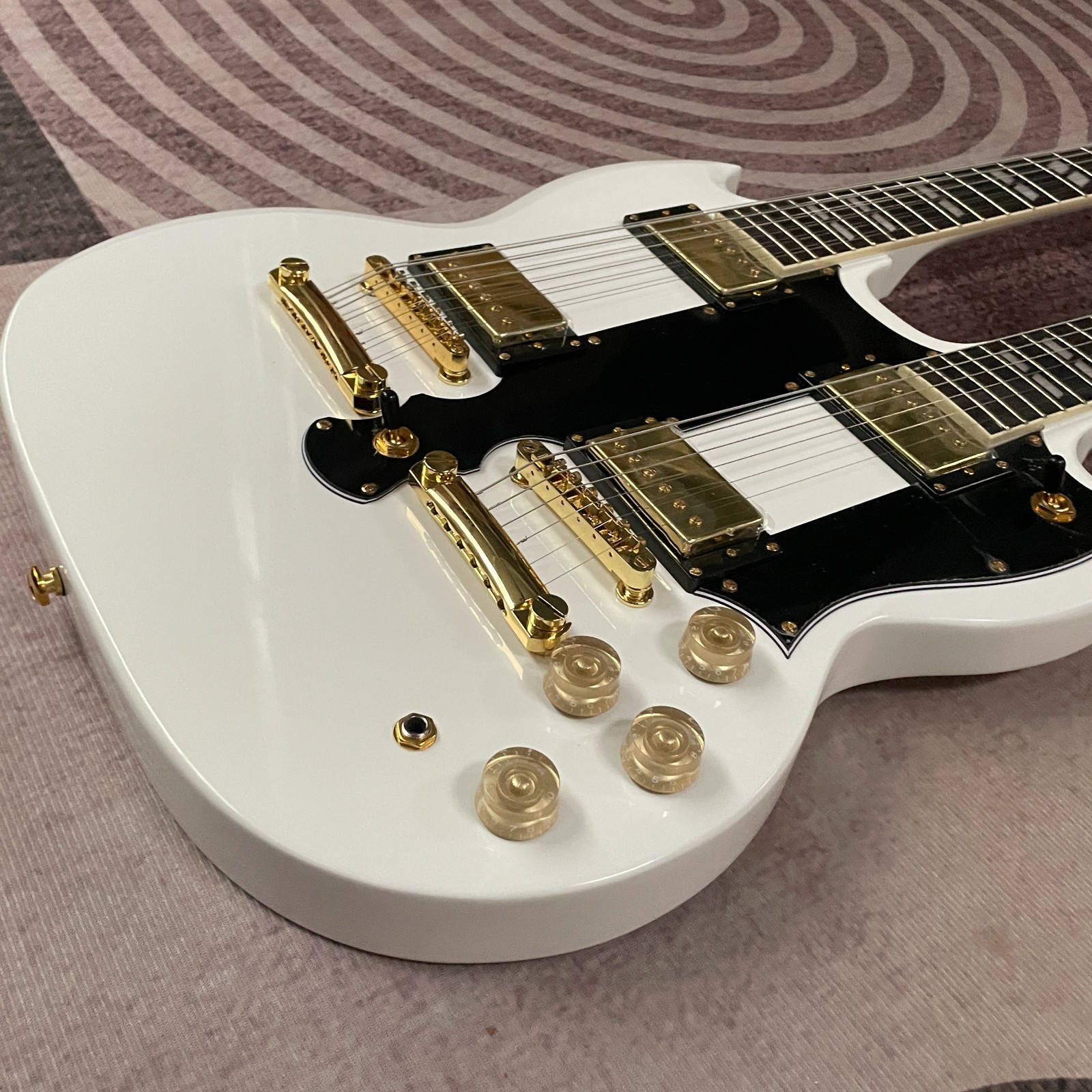 White SG Double-head Electric Guitar 12 Strings+6 Strings Mahogany Body Rosewood