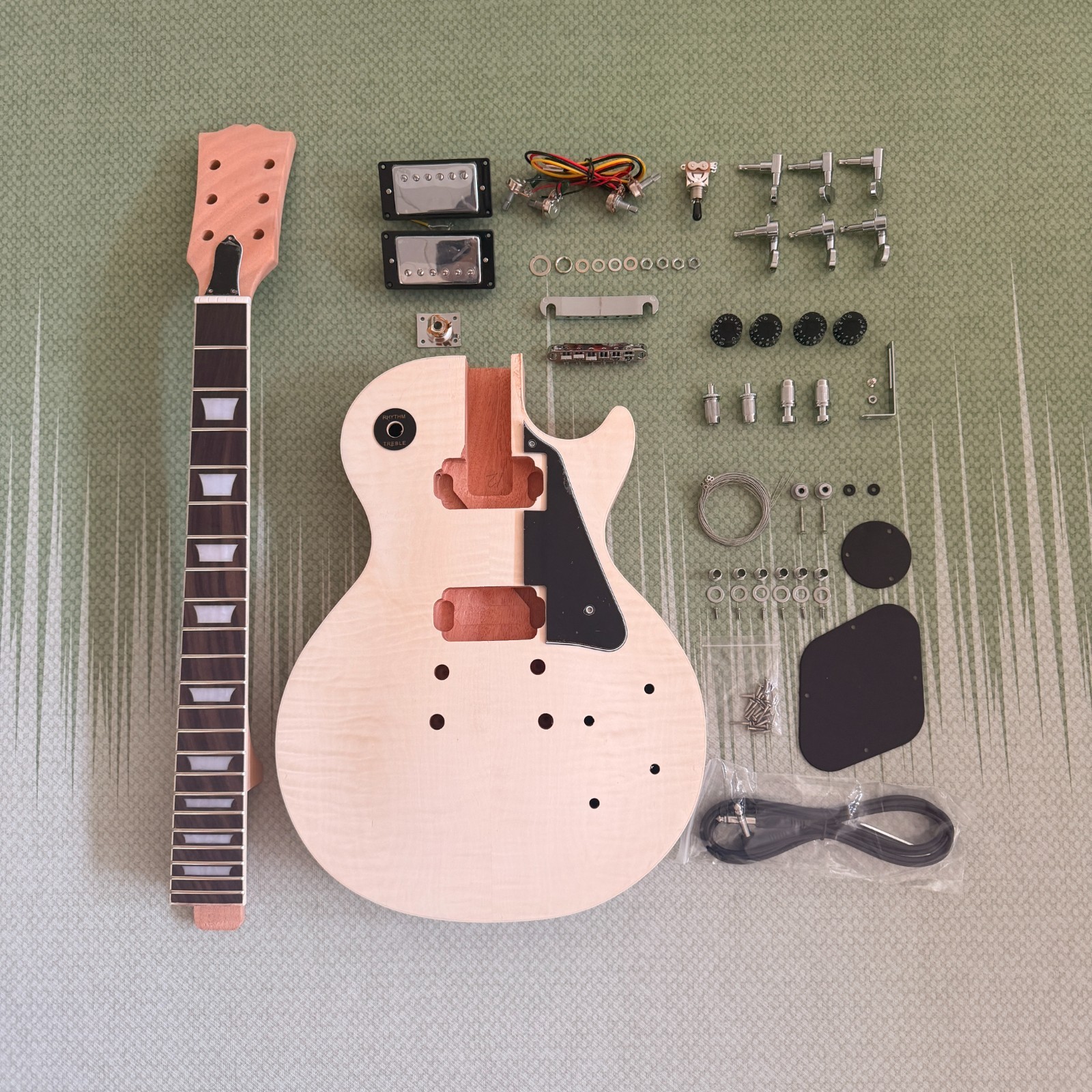 DIY 6-string LP Style Electric Guitar Kit Single binding Flame Maple Top CR part