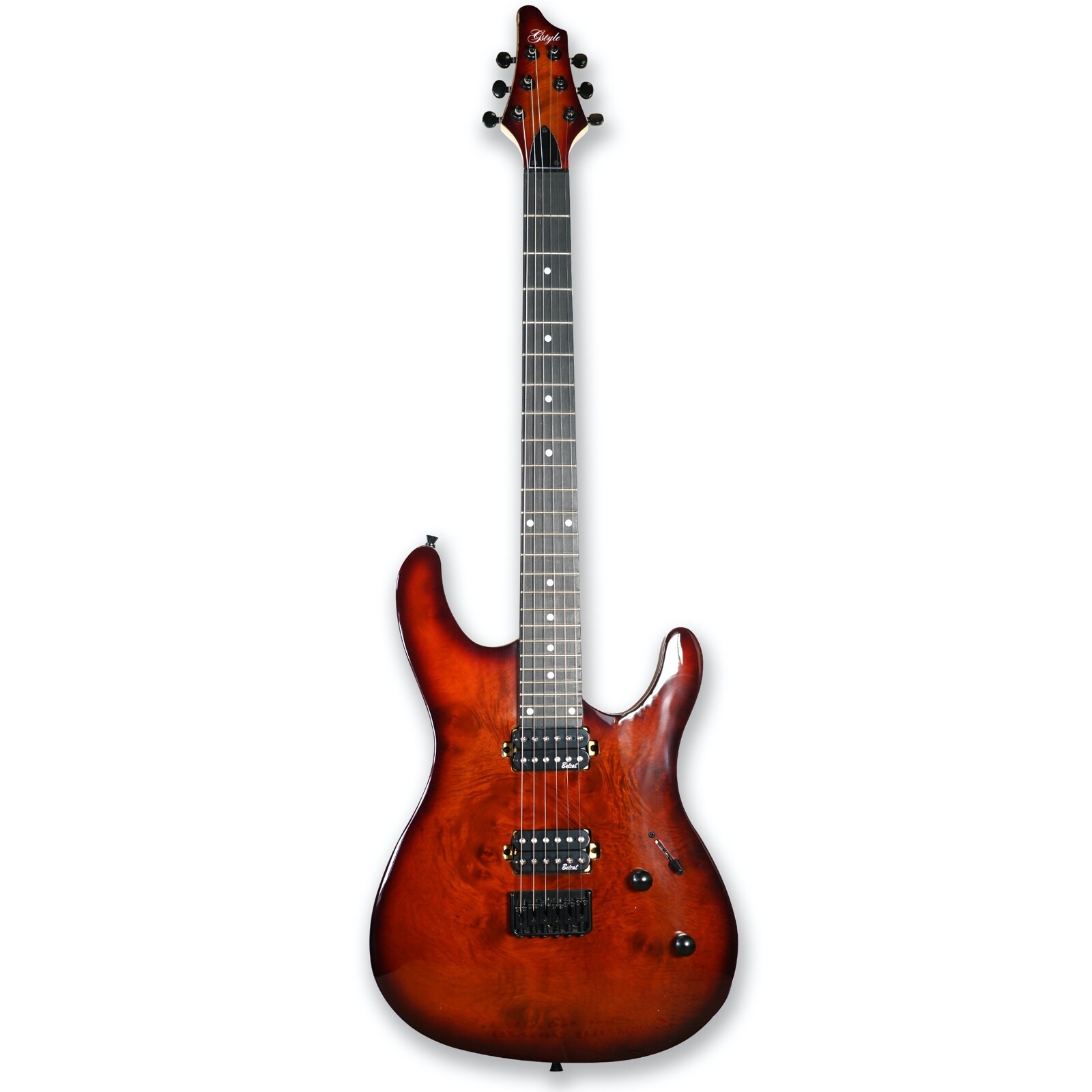 6 String Electric Guitar Maple Neck Burl poplar top Okoume Body