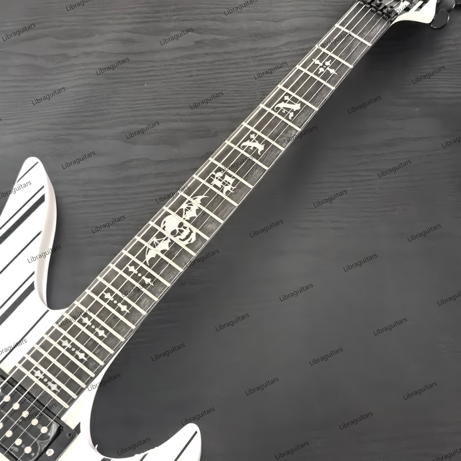 New Electric Guitar 24 Frets Solid Body FR Bridge H-H Pickups White US Stock