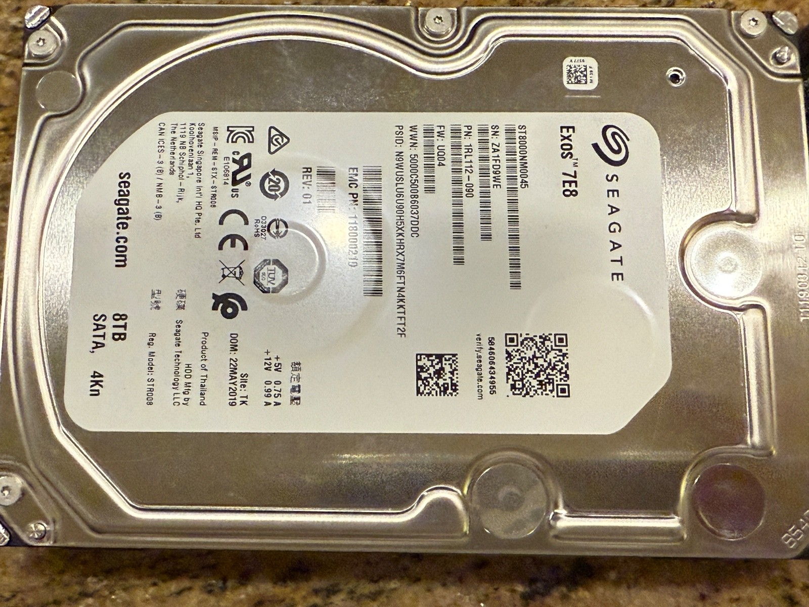 ST8000NM0045 Seagate Enterprise 8TB 7200 4K SATA 6Gb/s 3.5″ HARD DRIVE