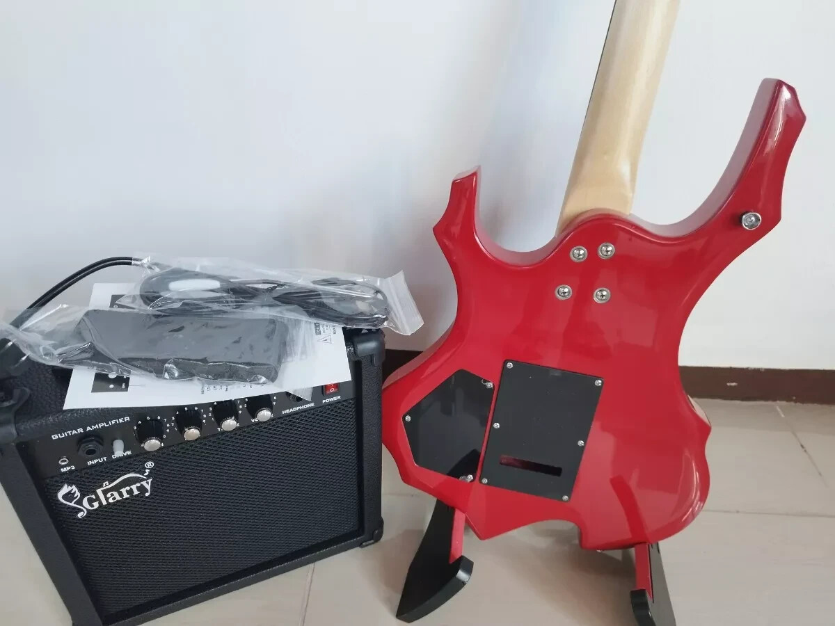 Full-Size 36″ Red Electric Guitar Starter Package with 20-Watt Amp and More