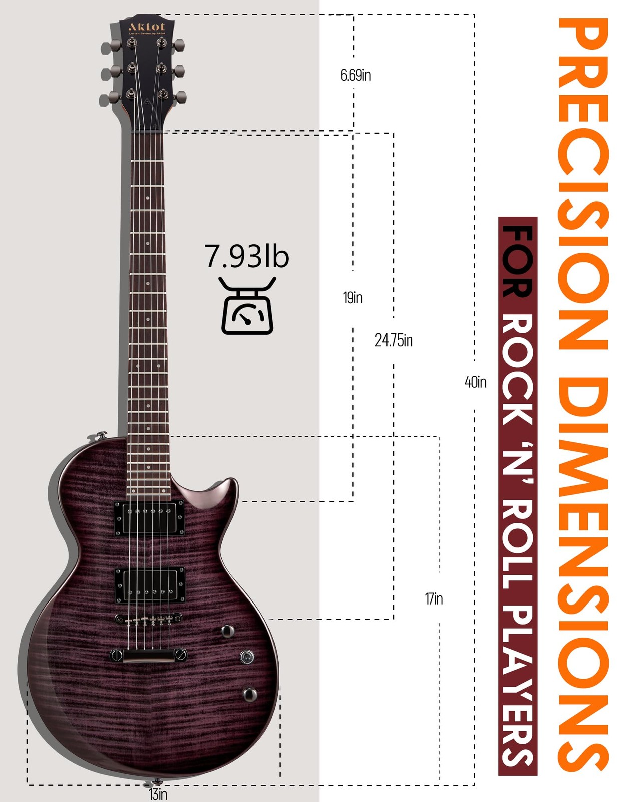 AKLOT 24-Fret Electric Guitar Kit, 40 inch Single Cut (LP Style), Modern