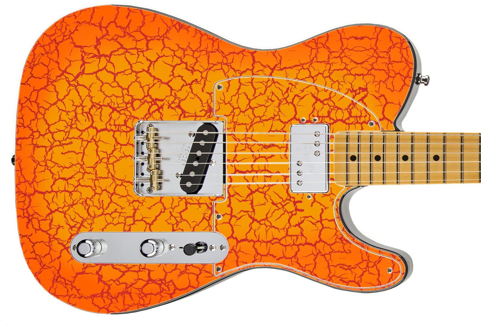 Guitar Wrap Skin Reface Iconic 80’s Burst 6 Volt Crackle Orange Blister 1219