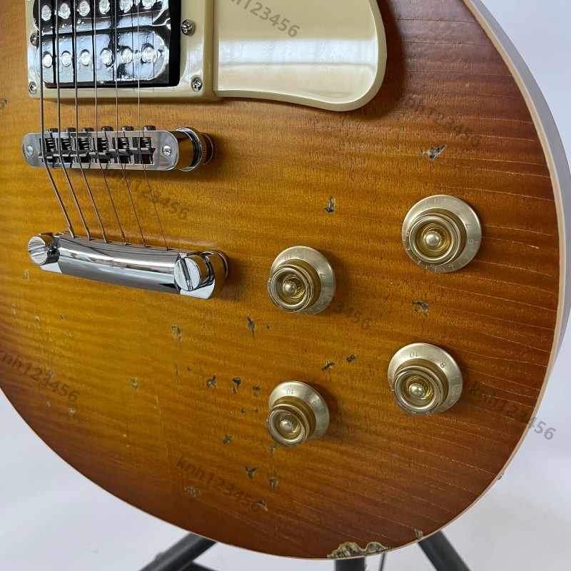 Aged Solid Body Electric Guitar Bone Nut Stainless Rounded Fret Edge Nitro Paint