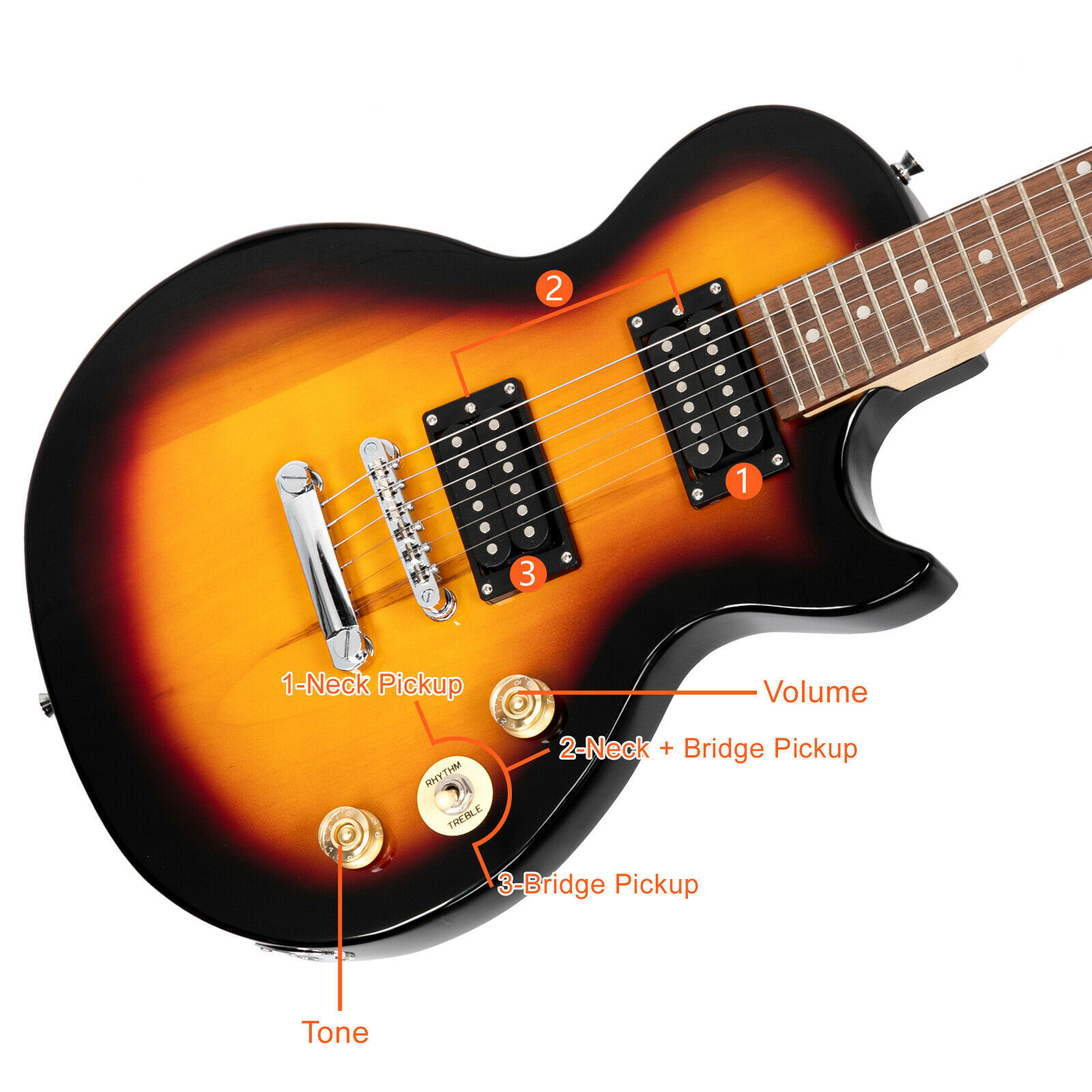39″Solid Basswood Electric Guitar HH Pickups Laurel Fingerboard W/Bag Strap Pick