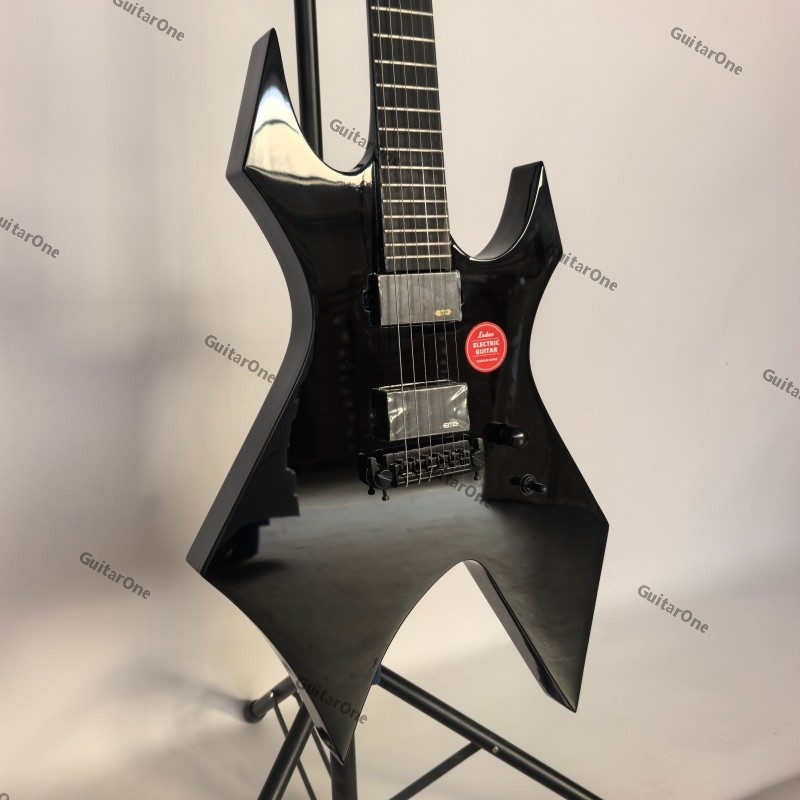 Solid warlock electric guitar Stainless Rounded Fret black H-H Pickups