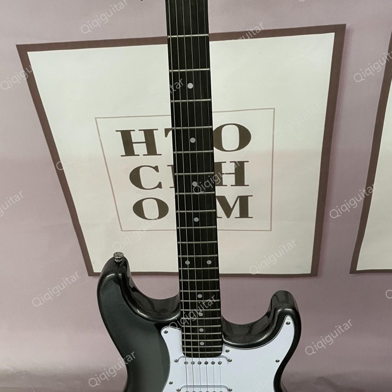 High Quality Metallic Silver Electric Guitar Solid Body Maple Neck Classic Rock