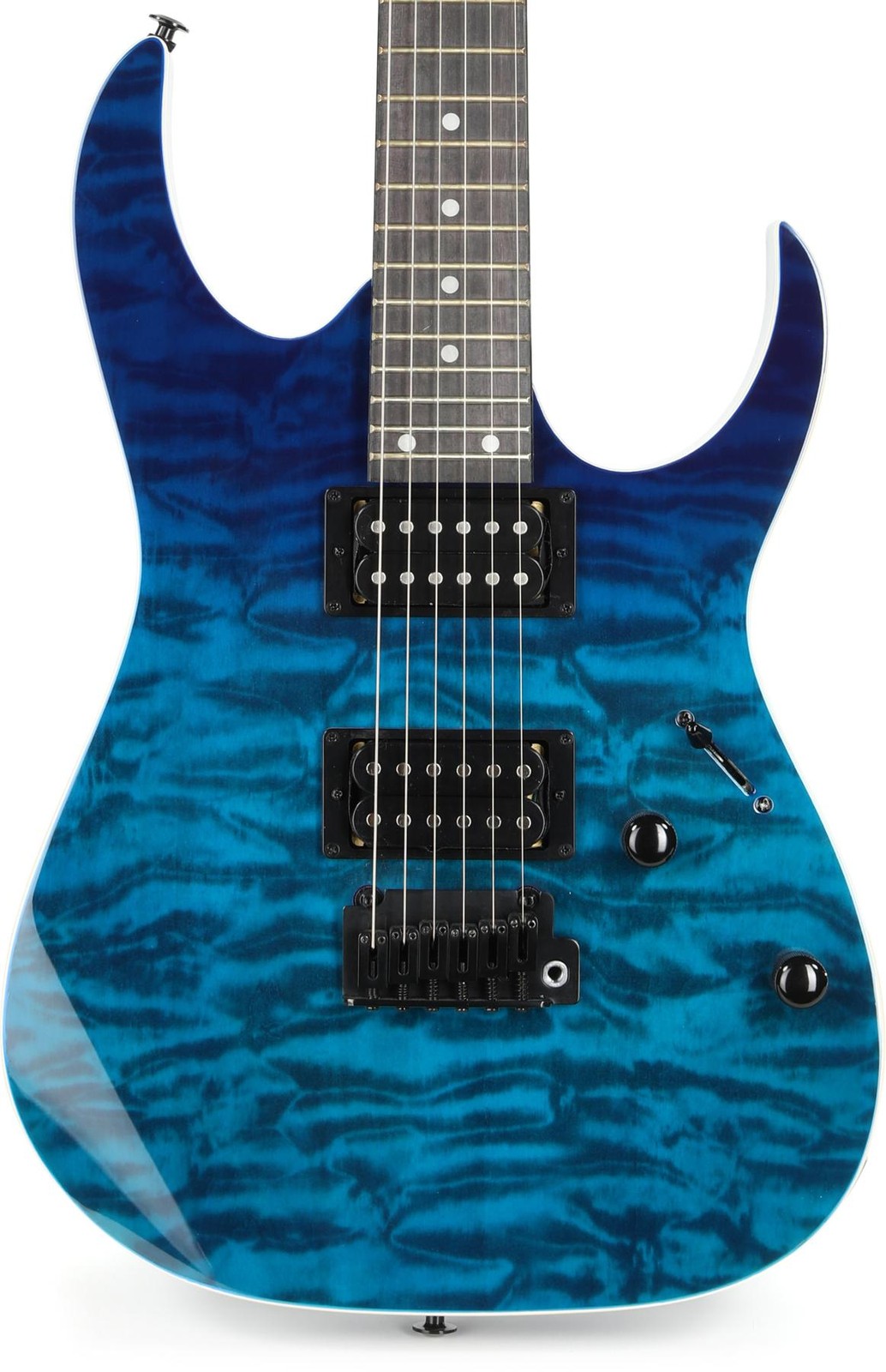 Ibanez GRG120QASPBGD + Snark ST-8 + Dunlop PVP101 + Levy’s M8POLY-BLK Value