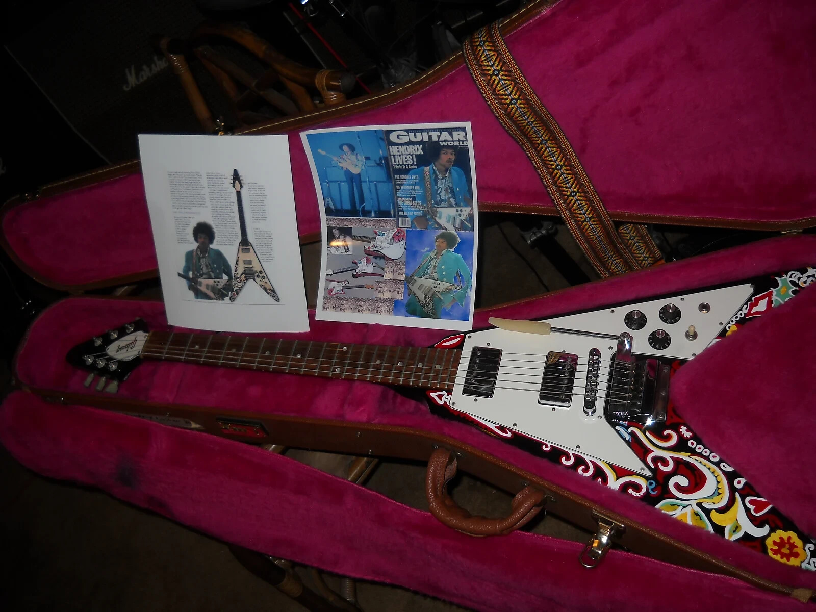 Scarecrow Guitars Hendrix Tribute Gibson Flying V 1997 Custom Painted