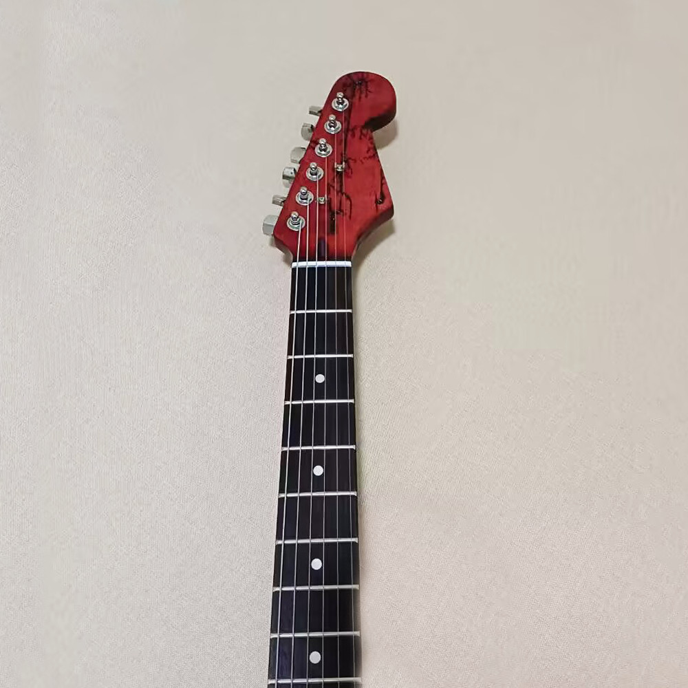 Ash ST Lightning Struck Wood Electric Guitar Rosewood Fretboard Red
