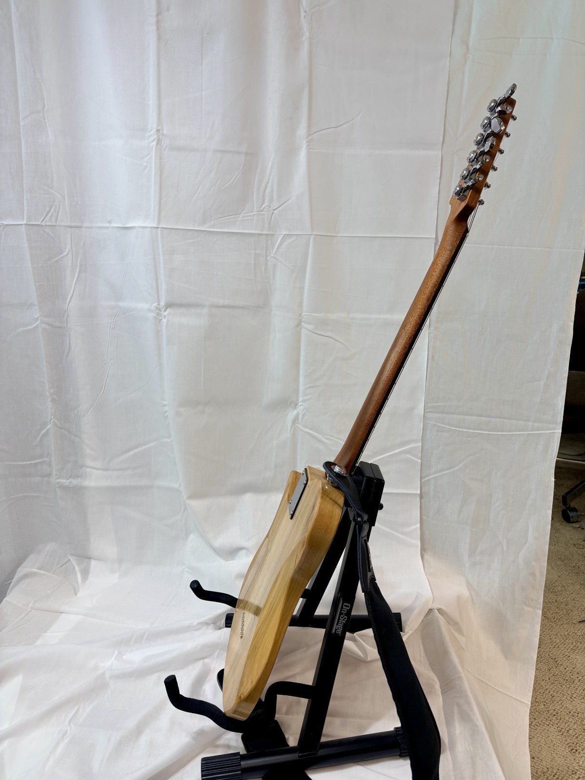 New red electric guitar with hard case, luthier made