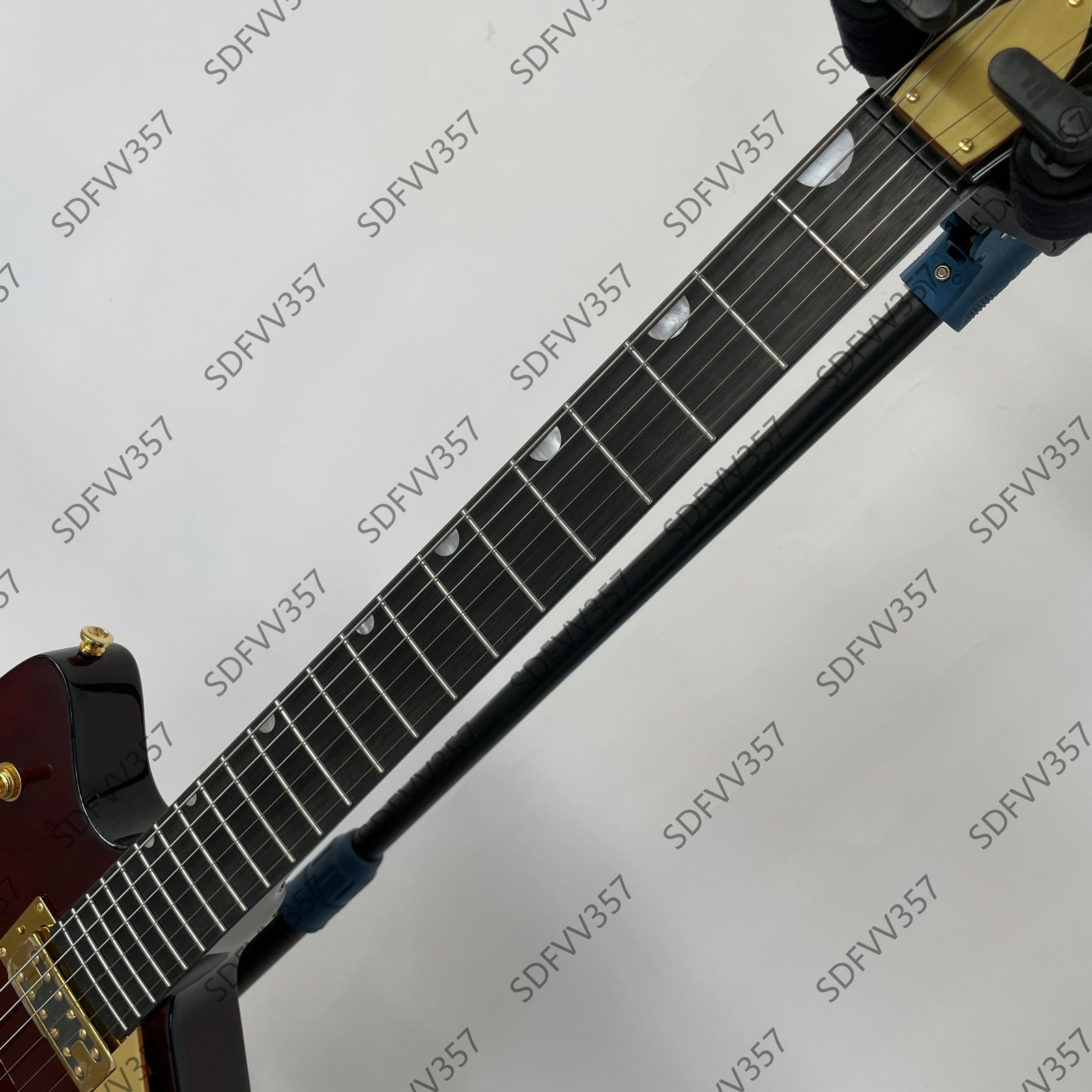 Gloss Wine Red Unique Electric Guitar HH Pickups Gold Hardware Vibrato Bridge