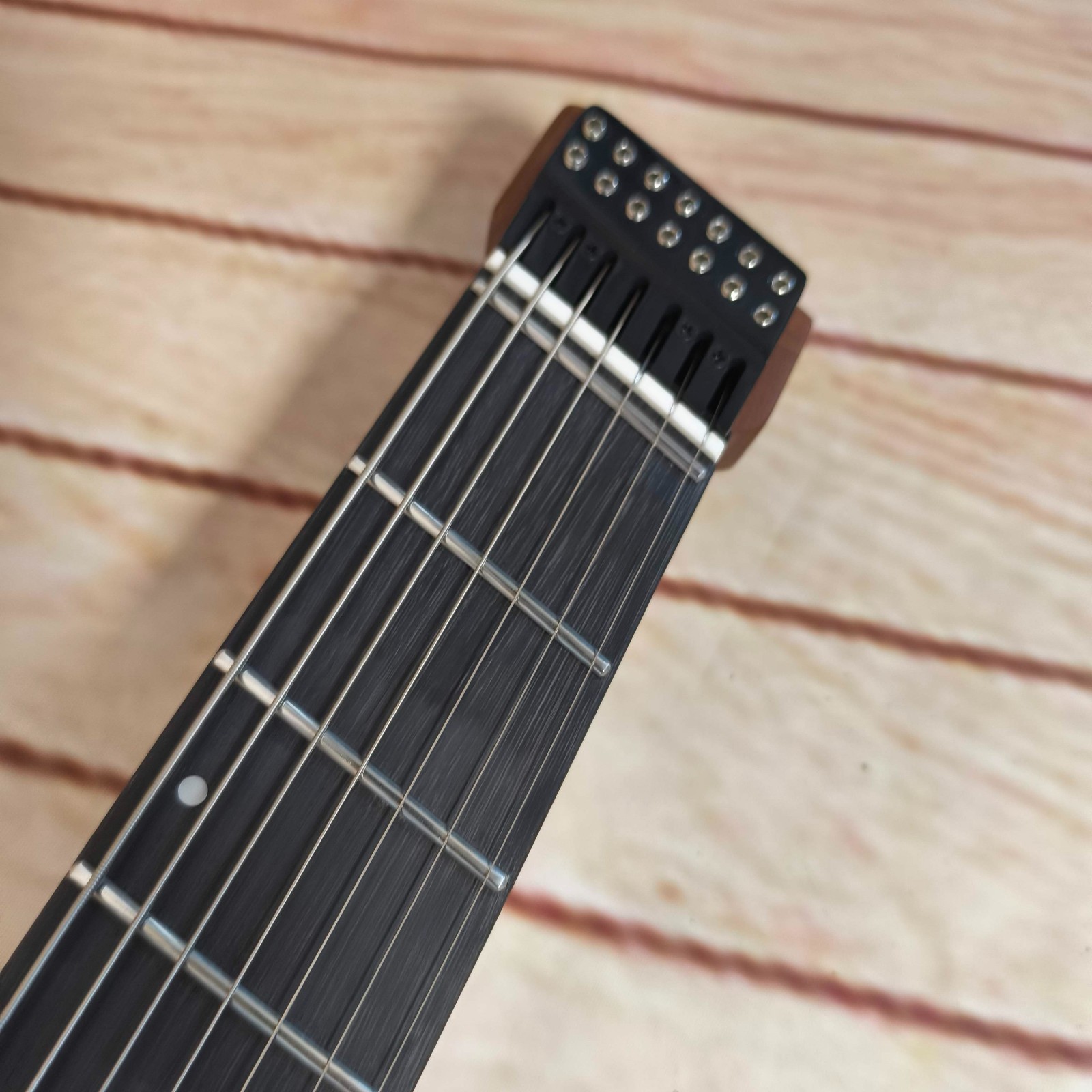 Headless Electric Guitar 7 Strings Burl 24 Frets Clear Texture Portable Travel