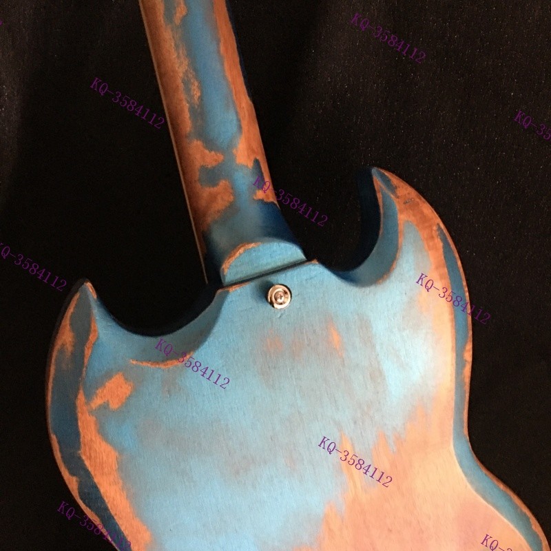 Solid Electric Guitar Stainless Rounded Fret Edge Bone Nut Heavy Aged Blue US