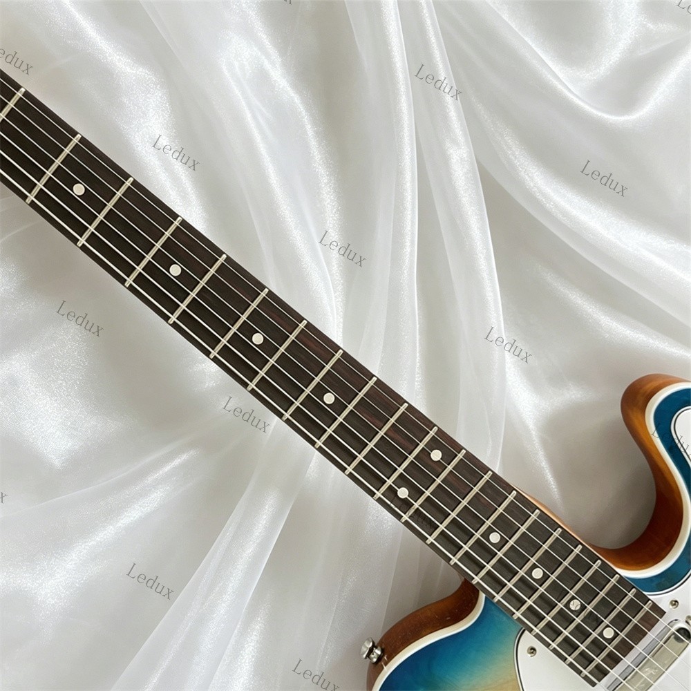 Solid Electric Guitar Poplar Burl Top Solid Body Maple Fretboard Blue Burst