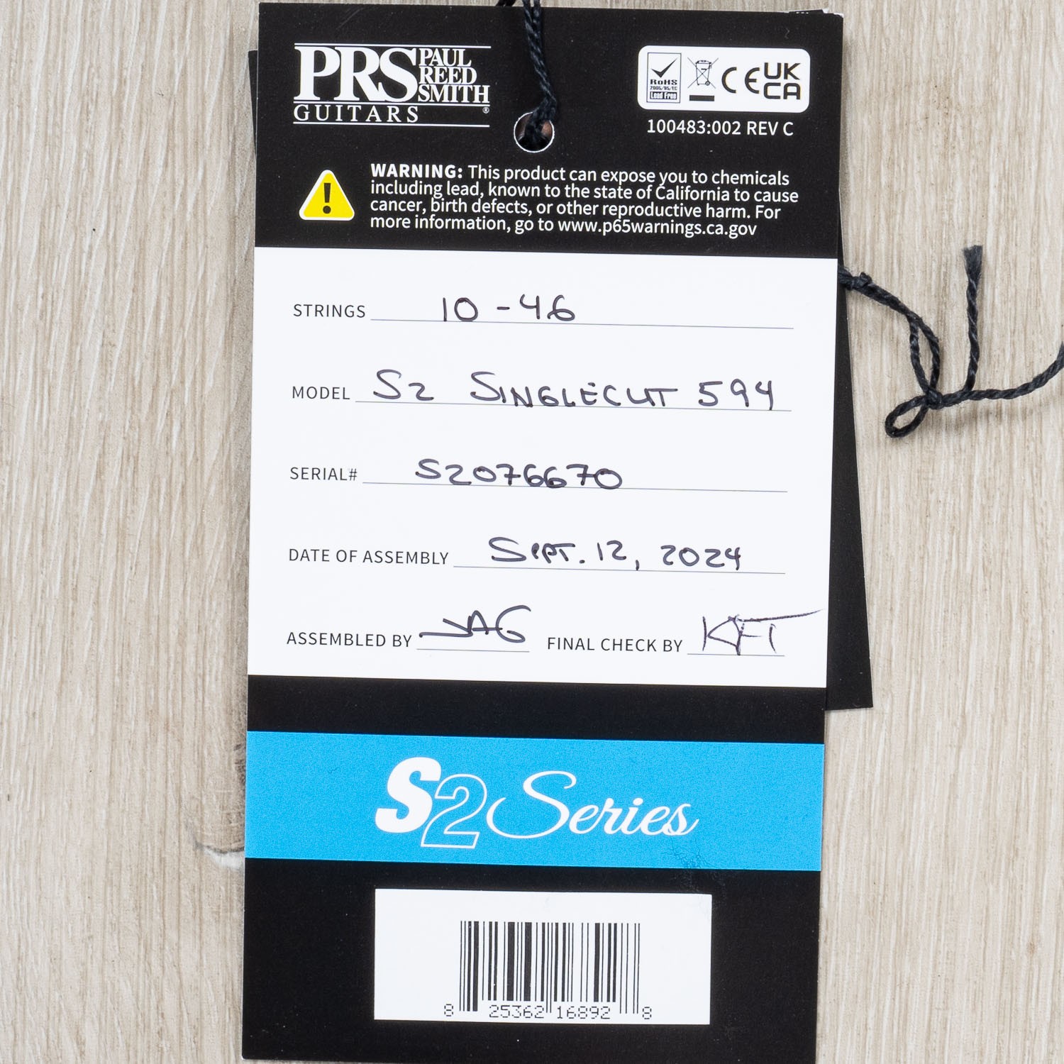 PRS Paul Reed Smith S2 McCarty 594 Singlecut Guitar, USA Pickups, Black Amber