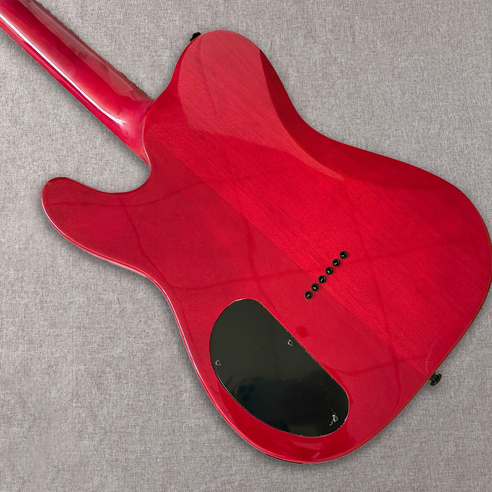 6string Red Quilted Maple Top TL Style Electric Guitar Black Hardware Solid Body