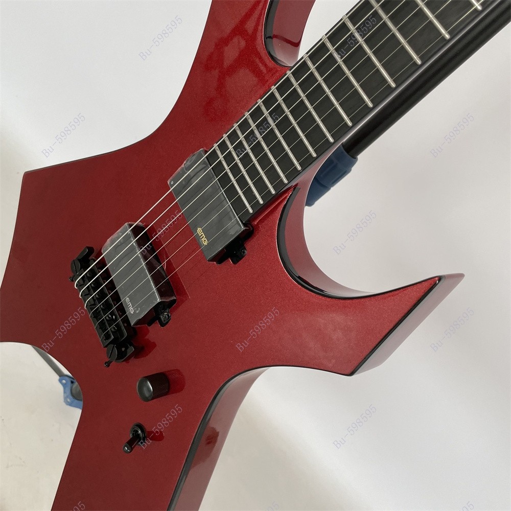Ledux Solid Body Electric Guitar Stainless Rounded Fret Edge Fixed Bridge Red