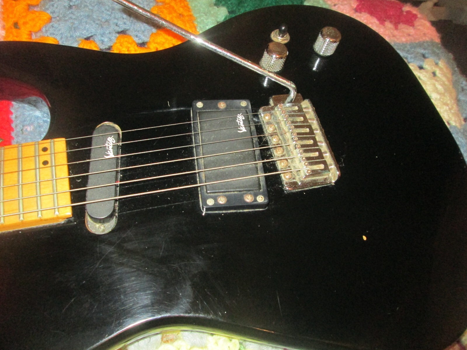 Vantage vintage 111T electric black guitar Works Well