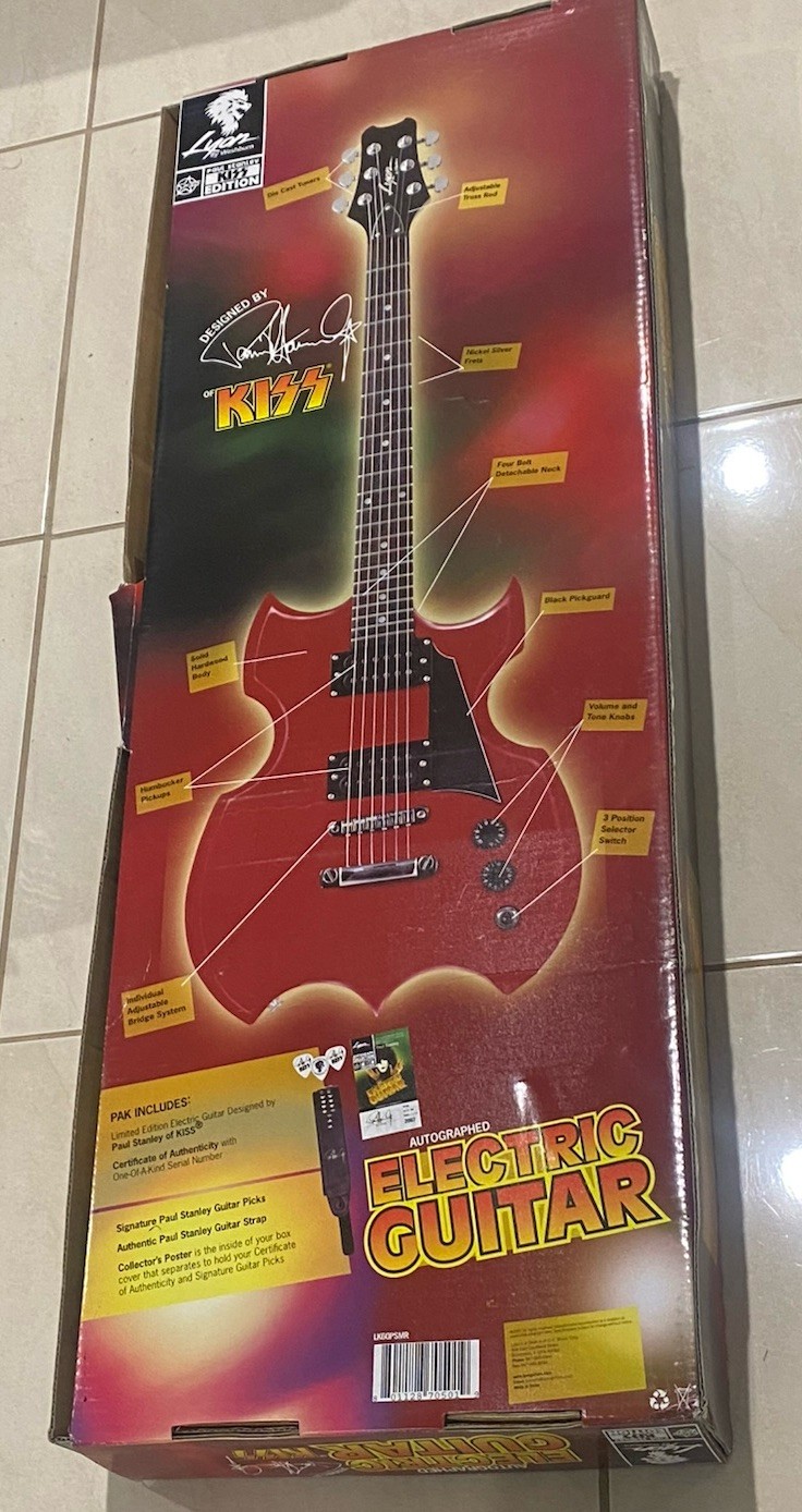 Paul Stanley Hand Signed Red Kiss Electric Guitar Lyon By Washburn Picks 2007