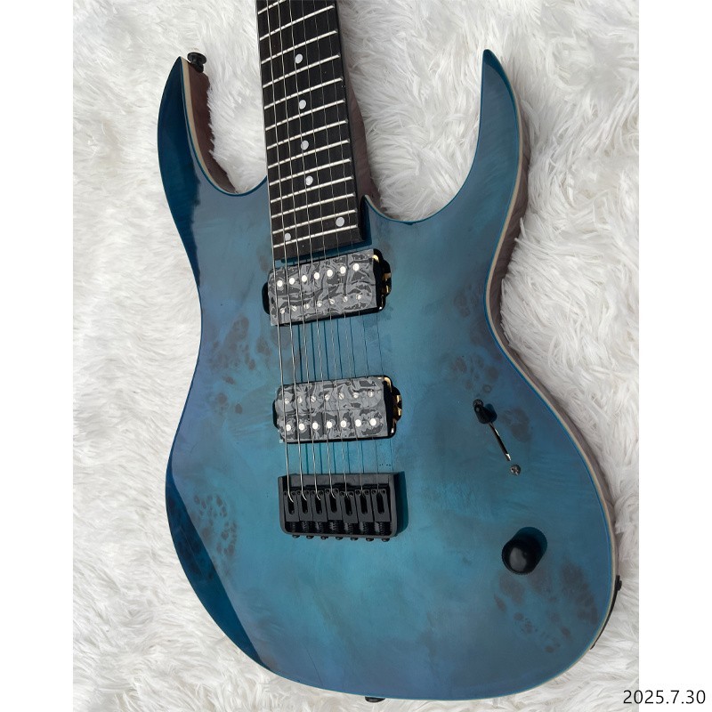 Electric guitar blue burl flame top Sandwiches neck ebony fingerboard dots inlay