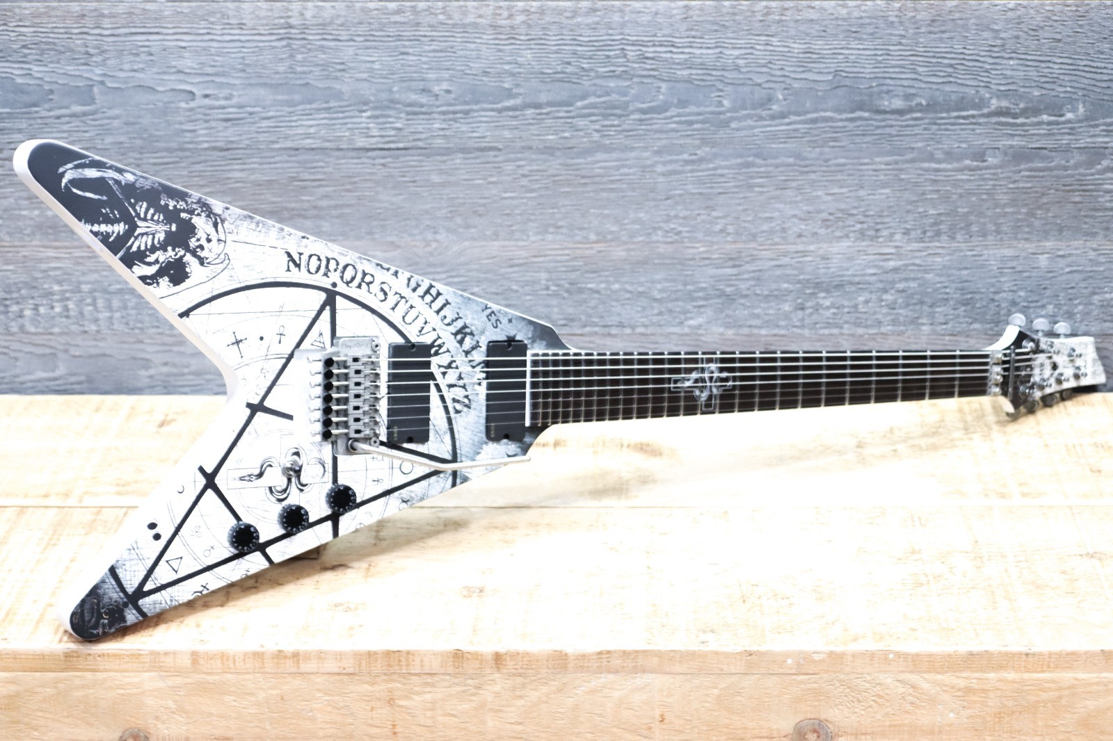 Schecter Randy Weitzel V-7 FR Satin White Floyd Rose 1500 Series Electric Guitar