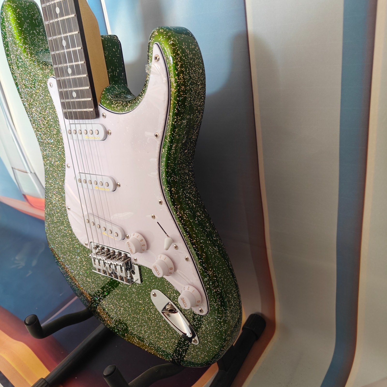 Electric Guitar Green silver powder Basswood Body Maple Neck Fast Ship