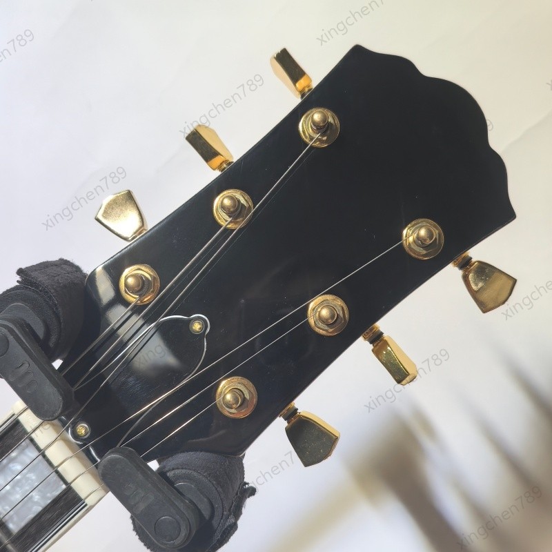 Natural Spruce Top Hollow Body Electric Guitar Bone Nut Rounded Fret Edge Stock