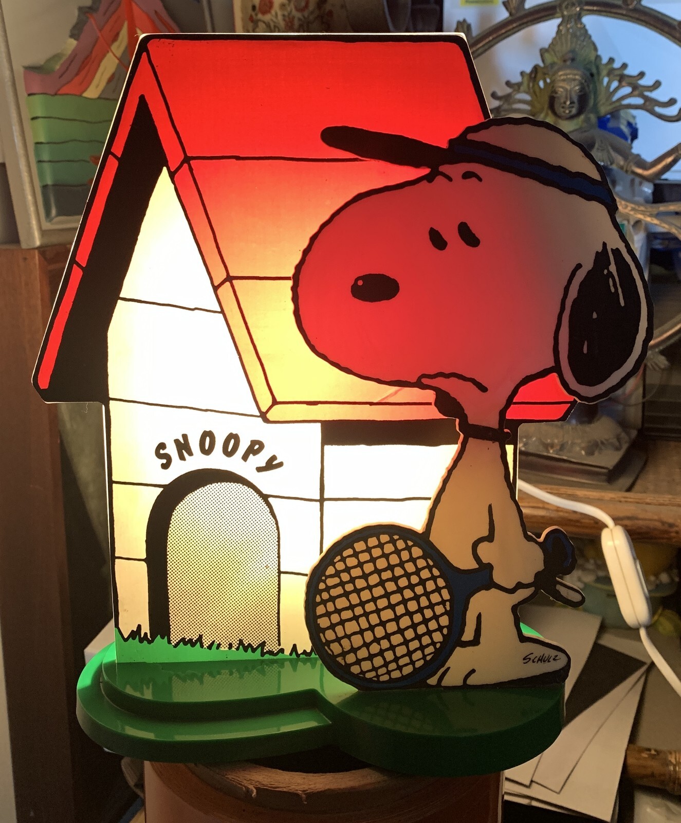 VINTAGE ORIGINAL plastic lamp ABAT JOUR SNOOPY schulz NUOVA LINEA ZERO ITALY