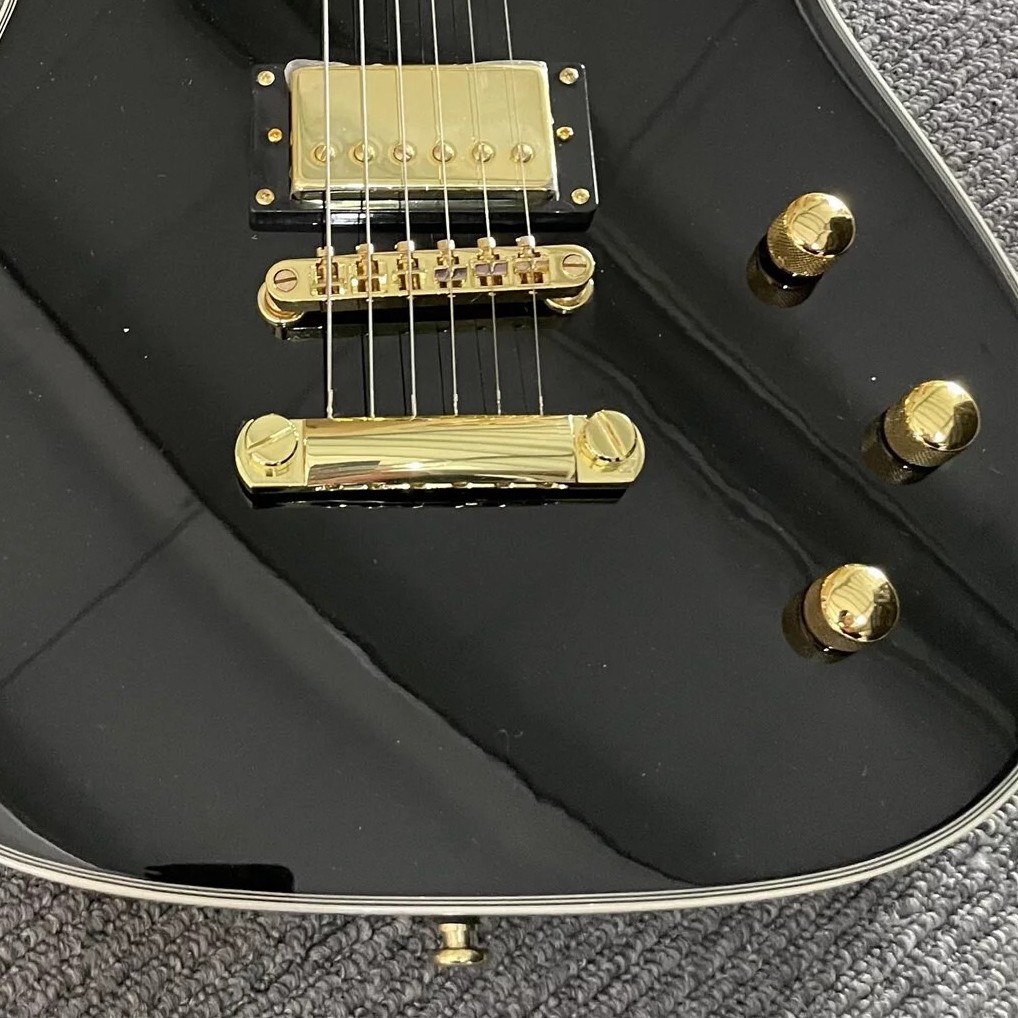 Custom Black TL Electric Guitar with Gold Hardware & Mahogany Body, HH Pickups