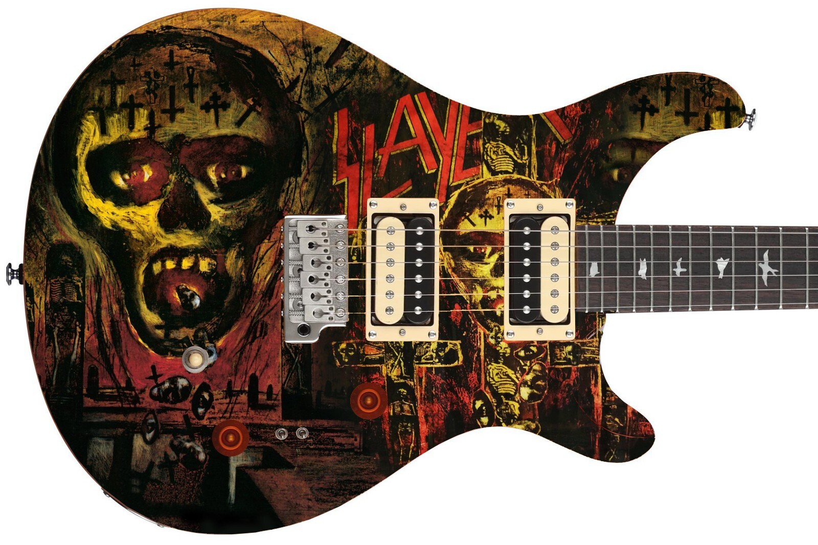 Guitar Skin Axe Wrap Iconic 80’s Metal Rock Slayer Seasons in the Abyss 1224