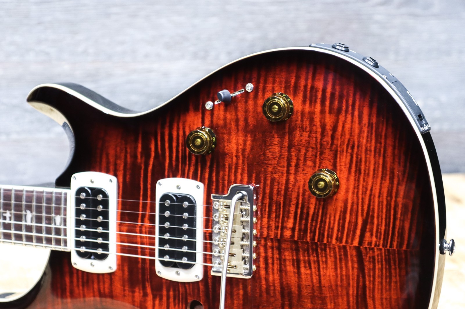 PRS SE Custom 24 Semi-Hollow Piezo Orange Tiger Smokeburst Electric Guitar w/Bag