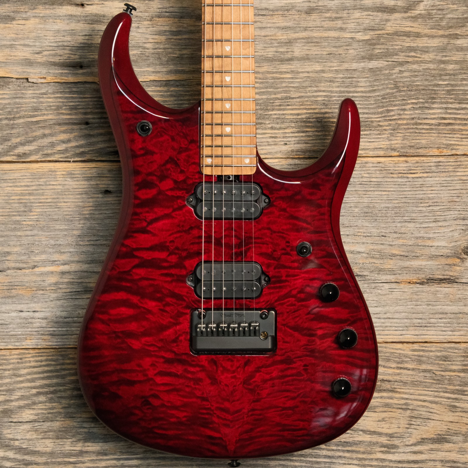 Ernie Ball Music Man JP15 Electric Guitar – Red Tide Quilt