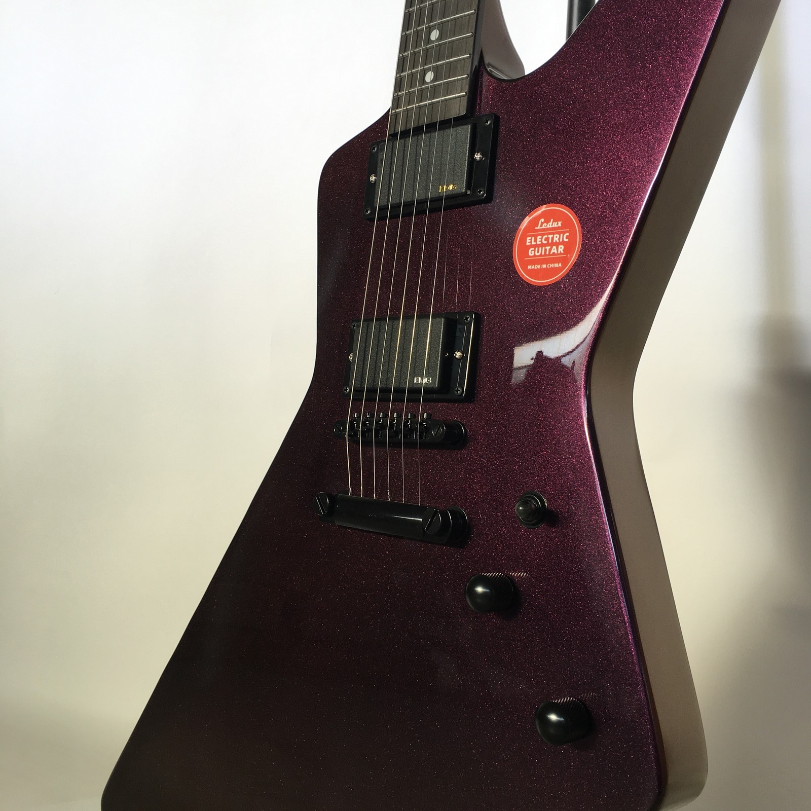 Purple Sparkle James Hetfield Explorer Style Electric Guitar HH Pickup Black HW