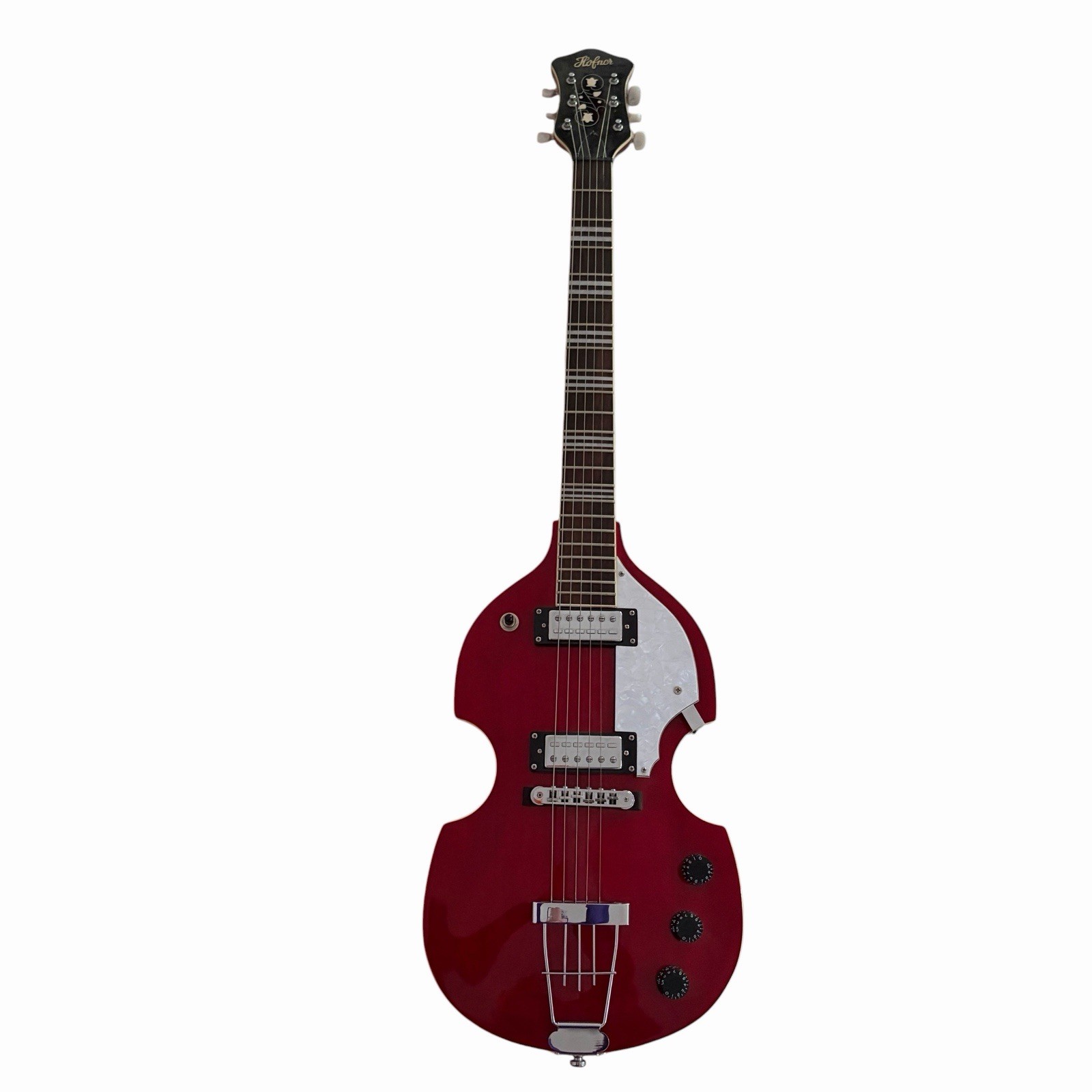 Hofner HI-BB Violin Electric Guitar Cherry Red Beatle Style 6 String EUC