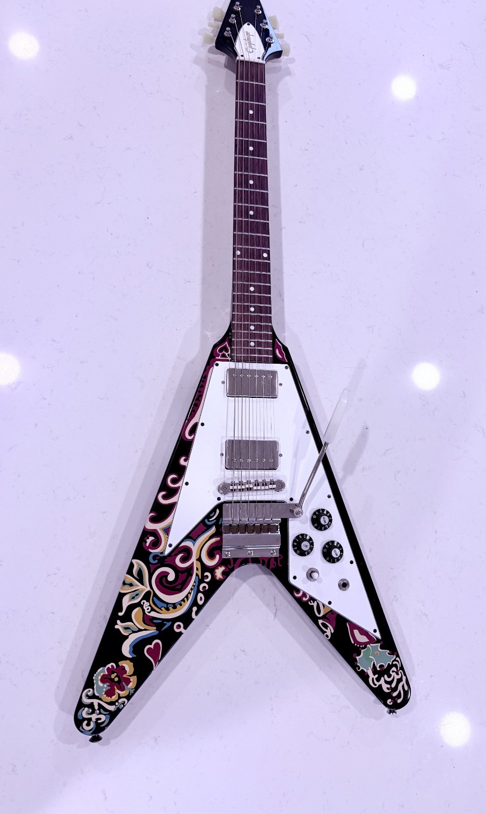 Epiphone Jimi Hendrix ‘Love Drops’ Flying V Electric Guitar -Excellent Condition