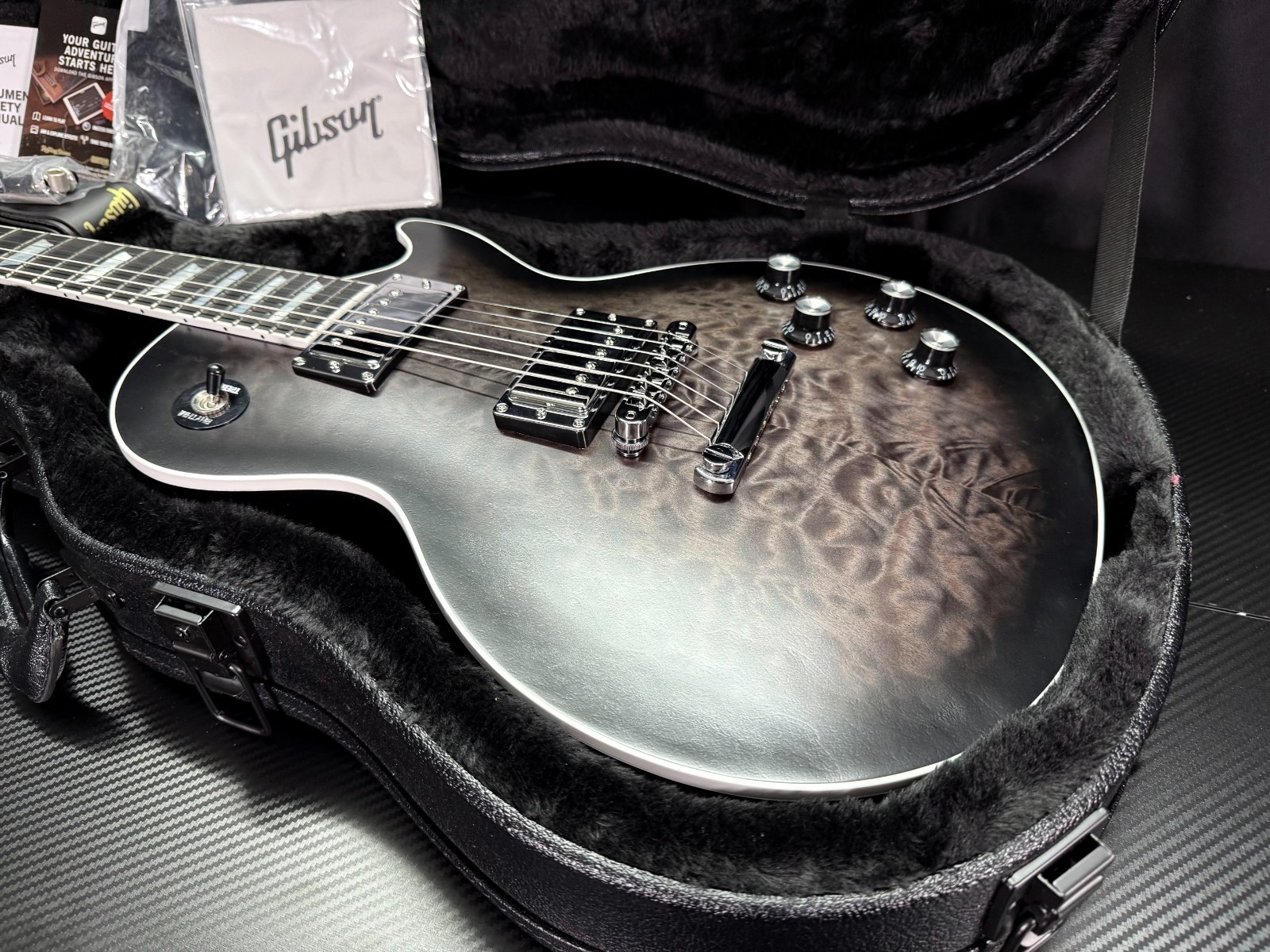 2026 Gibson Mark Morton Les Paul Modern Quilt – Translucent Ebony Burst Satin