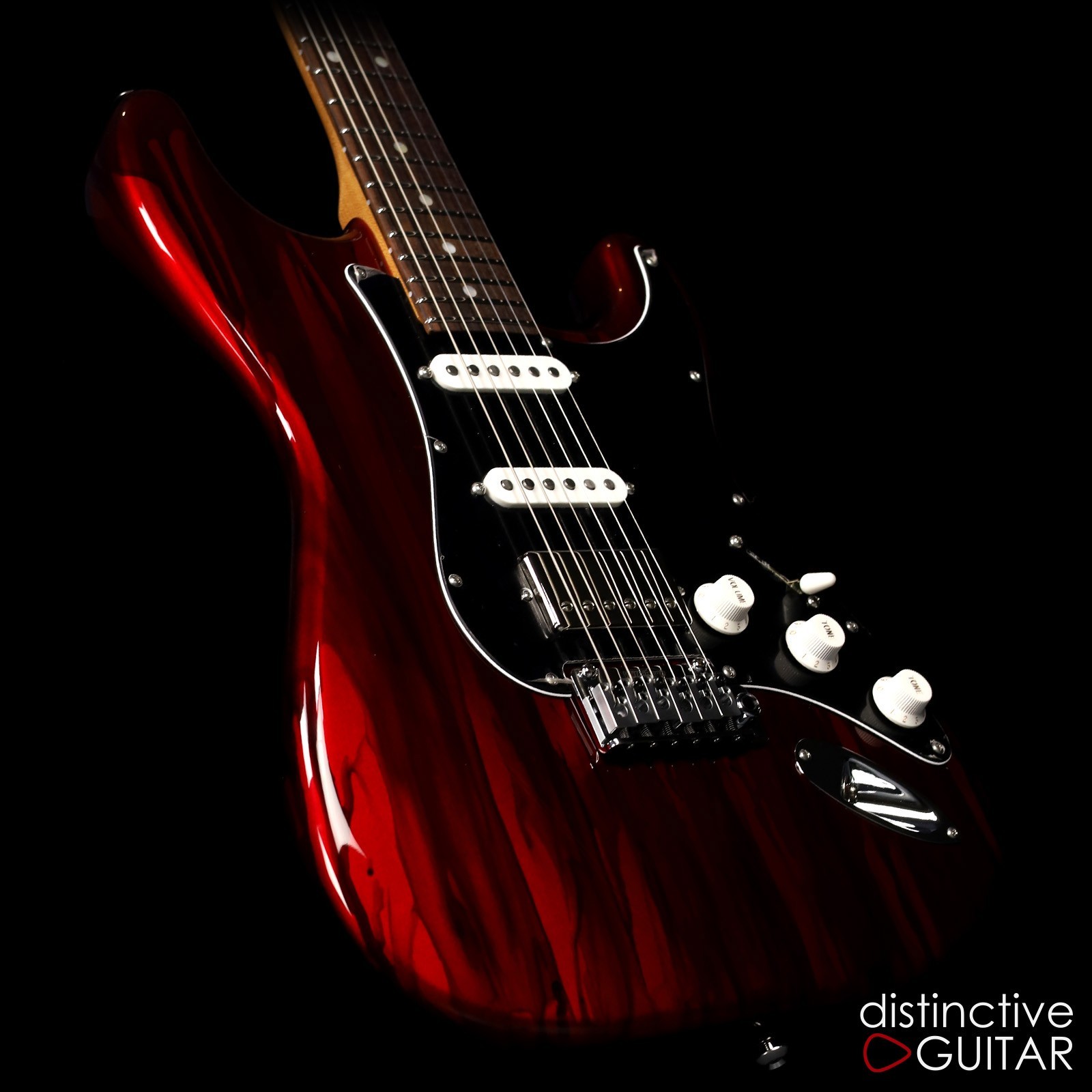 SUHR CLASSIC S CUSTOM – CANDY APPLE RED DRIP FINISH – HSS W/ ROASTED MAPLE NECK