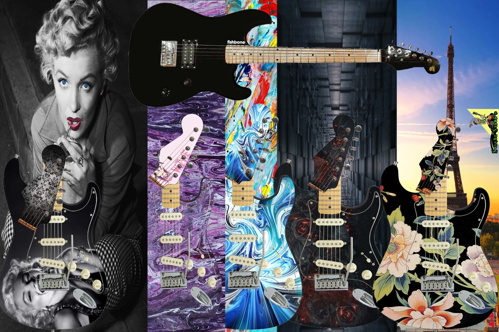 Electric Fishbone Guitar & your choice of 1 Guitar Skin