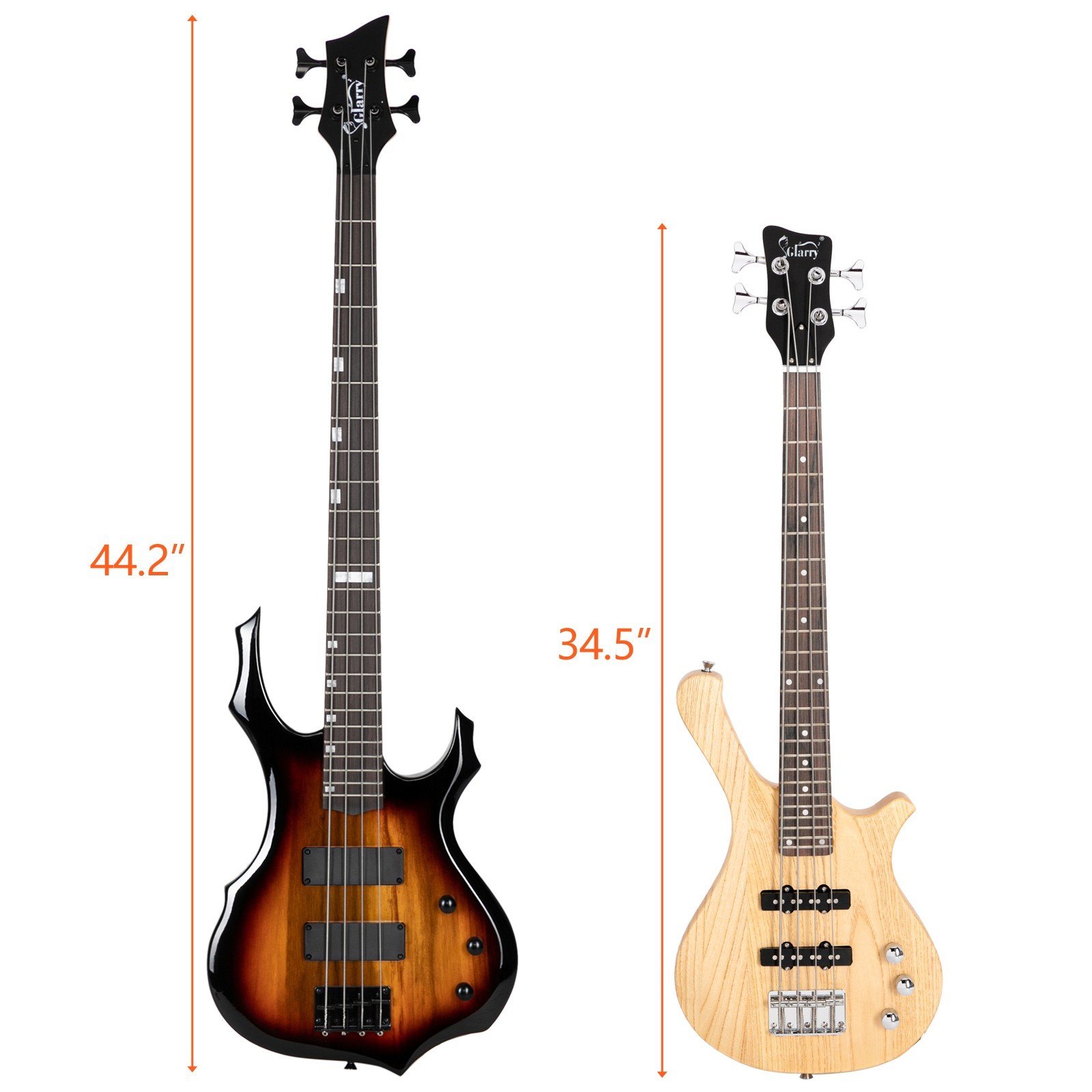 🎸FREE SHIPPING!🎸Short Scale W Style Electric Bass Guitar + 2 Jazz Style Pups!