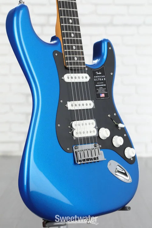 Fender American Ultra II Stratocaster HSS Electric Guitar – Noble Blue, Ebony